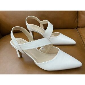 Journee‎ Scarlett Pump Womens 8 Blush New Slingback Cross Strap Kitten Heel